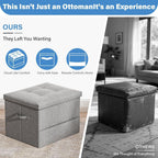 Dayacoco Storage Ottoman Foot Rest Stool, Holds Up to 350lbs, 43L, Foldable | Small Ottoman with Storage, Foot Rest Stool with Thicker Foam Padded Seat, 17x13x13in, Drak Gray