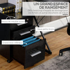 HOMCOM Office Desk Storage Cabinet on Wheels 3 Drawers 1 Lockable 1 Sorter File Folder Wooden Black