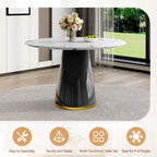 Round Dining Table Set for 4, 45''Marble Grain Dining Room Table Set for 4 with Upholstered Chairs, Modern Dinner Table Set for Kitchen Dining Room