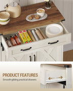 Hzuaneri Kitchen Storage Cabinet, Buffet Cabinet with Storage, Modern Farmhouse Sideboard Cabinets with Drawer, 31.5" Coffee Bar Cabinets with Doors & Adjustable Shelves, for Kitchen, White Brown