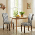 Furniliving Upholstered Dining Chairs Set of 2 - Line Fabric Modern Farmhouse Kitchen Chairs, High-Back Dining Room Chairs with Wooden Legs for Kitchen Dining Room Living Room.Floral Blue