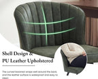 EALSON Modern Dining Chairs Set of 6, Upholstered Green Faux Leather Seater with Curved Shell Backs and Metal Legs, Armless Side Chair, for Dining Room/Kitchen/Restaurant Use