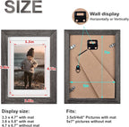 KINLINK 5x7 Picture Frame Ash Black, Solid Wood Frames with Acrylic Plexiglass for 3.5x5/4x6 with Mat or 5x7 without Mat, Tabletop and Wall Display Photo Frame, Set of 4