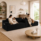 Couch Comfy Sectional Couches for Living Room,U Shaped Modular Cloud Couch Sofa, Minimalist Modular Sectional Sofa with Deep Seat (Black, 96" L Shaped with Right Facing Chaise)
