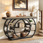 Tribesigns 47" Industrial Entryway Table with Staggered 5-Tier Shelf | Narrow Console with Metal Frame, 5-Tier Sofa Table for Living Room Entryway, Hallway, Foyer, Gray