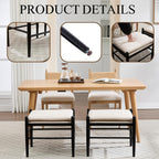Ottoman Footrest, 19 Inch Upholstered Vanity Bench Seat, Backless Makeup Stool with Solid Wood Legs for Dining Room/Bedroom/Living Room/Entryway,Black Frame/White Linen