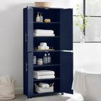 Crosley Furniture Savannah Tall Pantry Storage Cabinet with Shelves, Kitchen, Dining, or Laundry Room, Navy