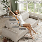 EASE MOOSE 70.6" Faux Leather Loveseat Sofa, Deep 2 Seater Couch, Greige | Removable Covers, Pocket Spring Cushions, Waterproof & Scratch-Resistant, Easy Clean, Easy Assembly Couches for Living Room