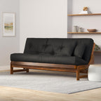 Miami Futon Set - Queen Size, Frame, 8" Mattress, Twill Black Cover