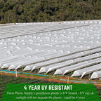 Farm Plastic Supply - White Greenhouse Plastic Sheeting - 6 mil - (32' x 100') - 4 Year UV Resistant Poly Greenhouse Film, 55% Light Transmission Hoop House Cover for Gardening, Agriculture