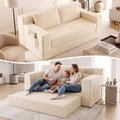 GRUSIGN 71" Loveseat Couch,Chenille Pullout Futon Couch,4 in 1 Folding 3 Seater Sofa Bed for Living Room, Cloud Couch with Storage Pocket & 2 Pillows,Beige