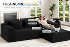 105" Modular Sectional Sofa for Living Room,Cloud Couch with L-Shape Chaise | Couch with Deep Seat, Memory Foam Cloud Sectional Couch, No Assembly, Luxury Velvet (Black, Right)