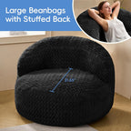 Hobestluk Giant Memory Foam Bean Bag, No-Assembly, Chevron Black Large | High Density Memory Foam, Washable & Removeable Cover, Durable Zipper, Skin Friendly Fabric, Soft Faux Fur, No Assembly