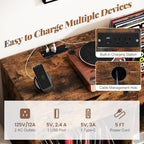 Giantex Large Record Player Stand with Charging Station, Mid Century Turntable Stand Holds Up to 300 Albums, Record Player Table w/Drawer & Display Shelf, Vinyl Record Storage for Living Room, Brown