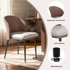 Modern Curved Back Dining Chairs Set of 4, Faux Leather Upholstered Accent Chair, Mid-Century Kitchen Side Chair with Soft Cushion for Dining Room, Living Room, Bedroom, Brown