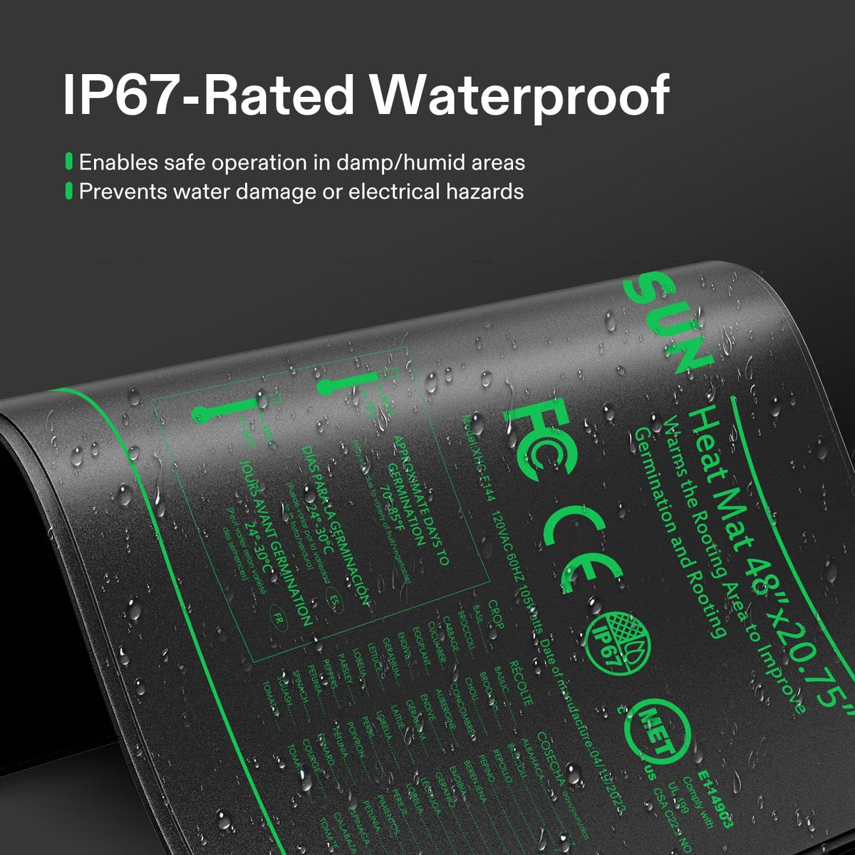 VIVOSUN 48"x20.75" Seedling Heat Mat with Built-in Temperature Controller, UL & MET-Certified Waterproof Plant Heating Pad for Germination, Hydroponics, Brewing, Breeding, and Greenhouses