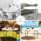 4 FT Round Folding Tables with Carrying Handle Lightweight Portable Plastic Commercial Table Steel Legs for Party, Dining, Wedding, Events, Picnic Indoor, Outdoor (White,1 Pack)