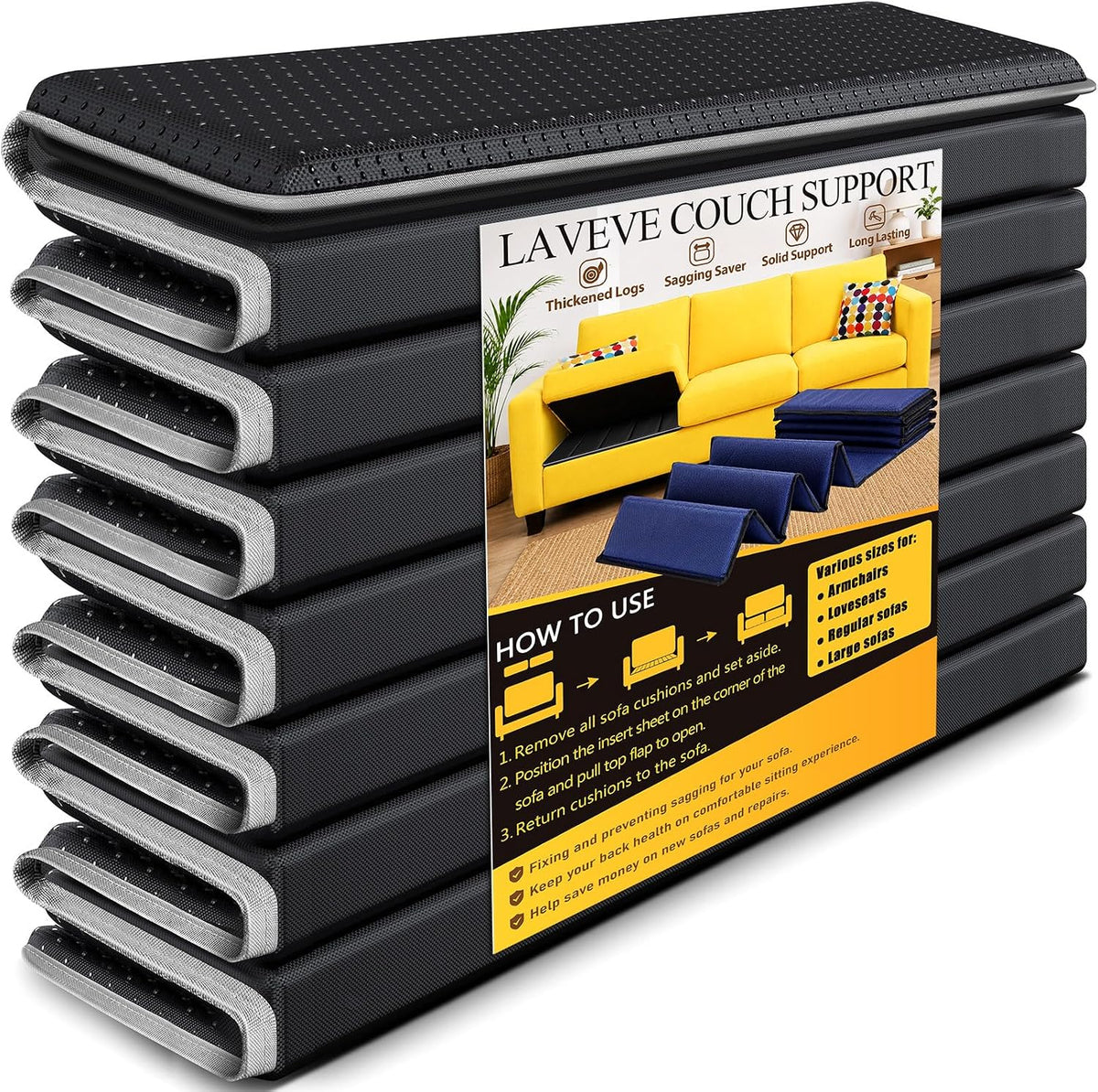 LAVEVE Heavy Duty Couch Cushion Support Board for Sagging Sofa, 21.5''x54'' | Extra Thick Solid Wood Under Couch Insert with Anti-Slip Dots, Repair Sagging Spring Loveseat and Replace Worn Cushions