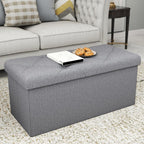 30 Inches Ottoman with Storage, Folding Ottoman Bench Set, Storage Bench for Bedroom, Chest for Entryway, Living Room, Support 500LBS Grey