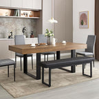 STHOUYN 63”-79” Extendable Dining Room Table, Modern Farmhouse Wooden Kitchen Table, Long Expandable Dining Table for 6 8 10, Large Expanding Tables Conference Tables (Walnut Brown)