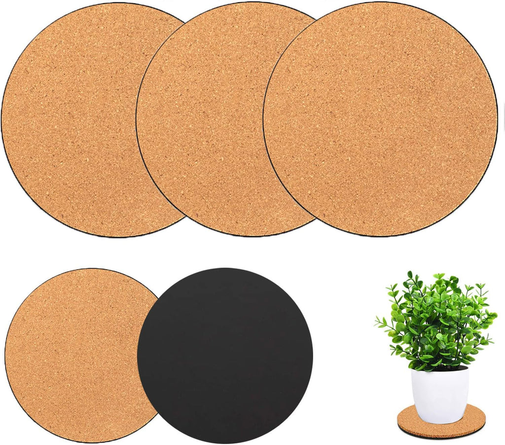 3 Pieces Cork Plant Coasters, 8 Inch Cork Plant Mats, Plant Coasters for House Plants Indoors (Nude & Black)