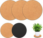 3 Pieces Cork Plant Coasters, 10 Inch Cork Plant Mats, Cork Coaster for Planters, Large Plant Coasters for House Plants Indoors (Nude & Black)