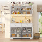 71" Kitchen Pantry Cabinet with Charging Station, Pantry Storage Cabinet Farmhouse Kitchen Hutch with Microwave Stand, Coffee Bar Station with Doors and Adjustable Shelves for Kitchen, White