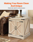 VEVOR Farmhouse End Table, Rectangle PE Rattan Woven Wood Coffee Table, 24-Inch Modern Boho Style Storage Coffee Table with Retro Metal Hinges, for Living Room, Bedroom & Small Spaces