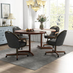 Chromcraft Medina Swivel-Tilt Caster Dining Chair - Walnut - Indigo - 4pc | Ultra‑comfy swivel‑tilt dining chair with soft wheels and sturdy support, perfect for dining rooms and home office use