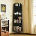 VECELO Large Corner Shelf - 66.93" Tall 4-Tier Organizer, Modern Corner Bookshelf for Display & Storage, Home Decor for Living Room, Bedroom, Black