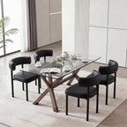 Dining Chairs Set of 4, Mid-Century Dining Room Chair, Carbon Steel Legs, Upholstered Seat, Textured Leather, Ergonomic Curved Backrest, Modern for Kitchen, Restaurant (Black-4)