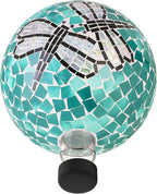 Alpine Corporation HMD194 Outdoor Glass Mosaic Gazing Globe Yard Decoration, 10"Diameter, Dragonfly Duo