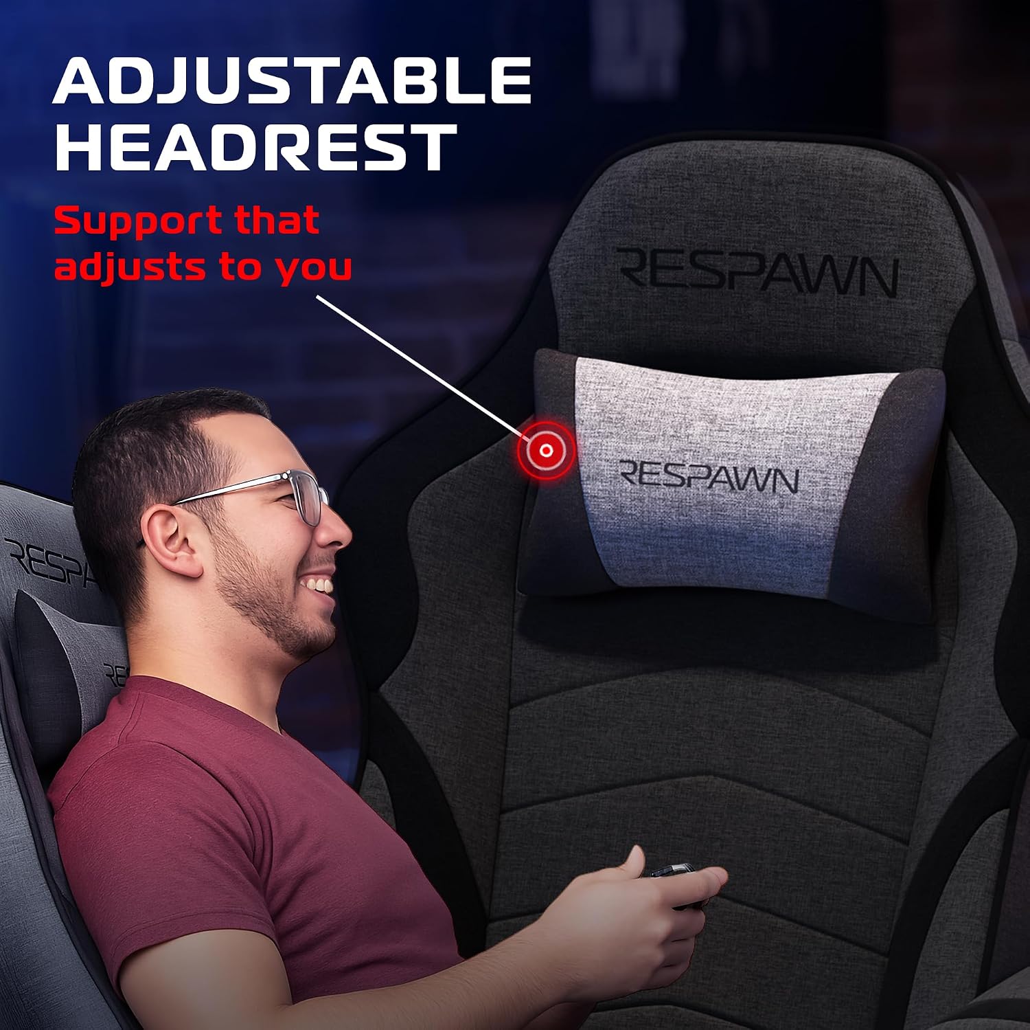 RESPAWN 900 Gaming Recliner Chair with Footrest, Cup Holder and Swivel | Ergonomic gaming recliner with footrest, cup holder, lumbar support, 135° recline & 360° swivel for console gaming