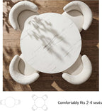 Morden Fort 42 Inch Round Dining Table for 4, Modern Marble Dining Table with Fluted Solid Wood Base for Kitchen, Dining Room and Apartment