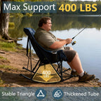 400lbs Rocking Camping Chair, Oversized Heavy Duty XL Folding Rocker for Adults, Padded High Back Big & Tall Support, with Cup Holders & Carry Bag for RV, Lawn, Patio & Sports