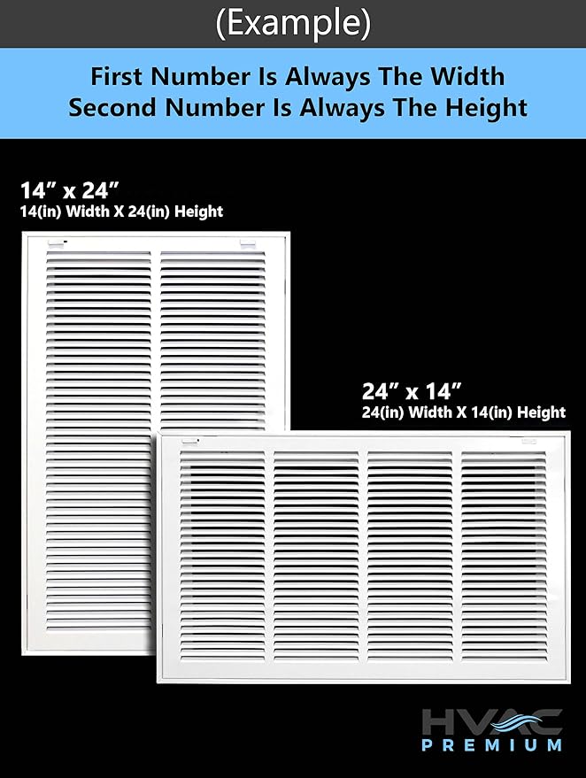 HVAC Premium 24 x 32 Duct Opening Steel Return Air Filter Grille, for 1-inch Filter, Removable Door, Flat Stamped HVAC Vent Cover Grille, Outer Dimensions 26.5 x 34.5