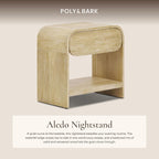 Poly & BARK Aledo 22” Nightstand – Solid and Veneered Wood Construction with Waterfall Edge Detail, One Smooth-Glide Drawer on Metal Runners – Modern Bedside Table for Stylish Bedrooms