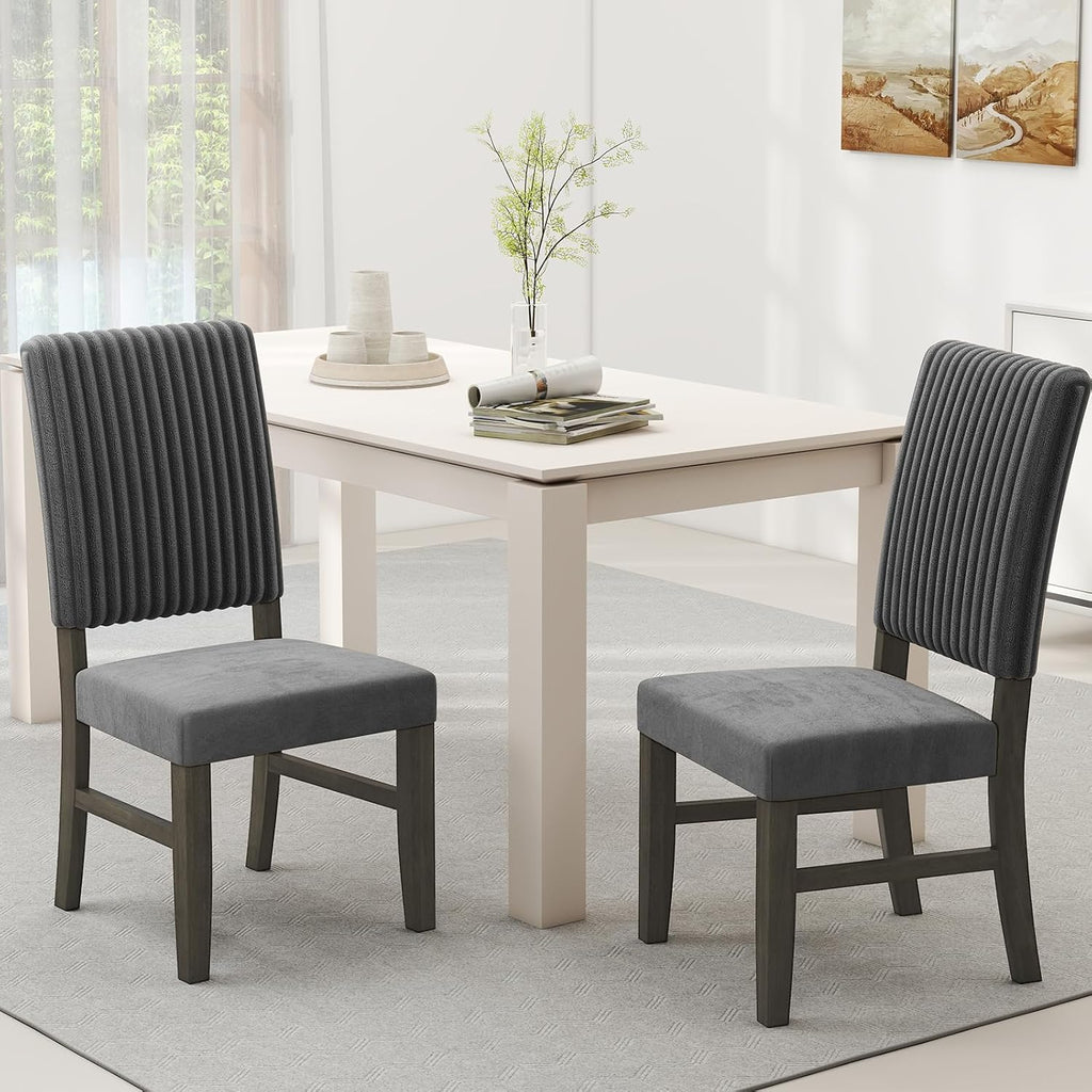 Giantex Dining Chairs Set of 2, Mid-Century Velvet Fabric Upholstered Chairs with Rubber Wood Legs, Thick Padded Seat, High Back, Modern Side Armless Chairs for Kitchen Living Dining Room