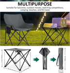 Leonyo Camping Chairs for Adults, 2 Pack Folding Lawn Chair & Table, Grey | Oversized & Portable Beach Chair for Outdoor Sports, Fishing, Rv Travel, Picnic