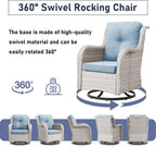 Outdoor Furniture Set: 11 PCS Patio Furniture Set with Outdoor Swivel Rocker Patio Chairs, Light Beige/Light Blue