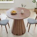 31.5 inch Small Round Dining Table, Modern Kitchen Table for 2 to 4 Person, Farmhouse Wood Circle Dining Room Tables with Pedestal Base, Space Saving Dinner Tables for Apartment, Small Space, Walnut