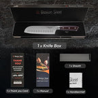 Santoku Knife 7 Inch – Ultra Sharp High Carbon Stainless Steel Kitchen Knife with Comfortable Grip, Ergonomic Handle, Gifts for Women and Men, Premium Cooking Knife with Gift Box