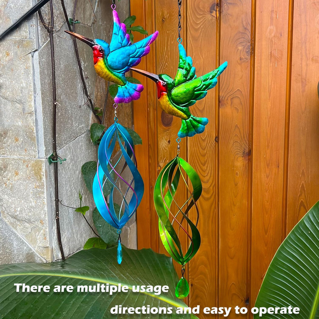 Wind Spinner Hummingbird Kinetic Wind Spinners Metal Decorations Outdoor Hanging Spinner for Yard and Garden,Garden Decor Crafts Ornaments Gift