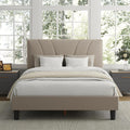 Avenco Queen Bed Frame, Upholstered Platform Queen Size Bed Frame with Adjustable Headboard, Easy Assembly, No Box Spring Needed, Beige