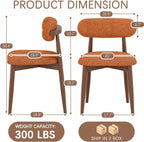Wooden Dining Chairs Set of 4, Mid Century Modern Upholstered Kitchen Chairs with Solid Wood Legs, 350lb Heavy Duty Padded Side Chairs for Dining Room & Vanity, Orange