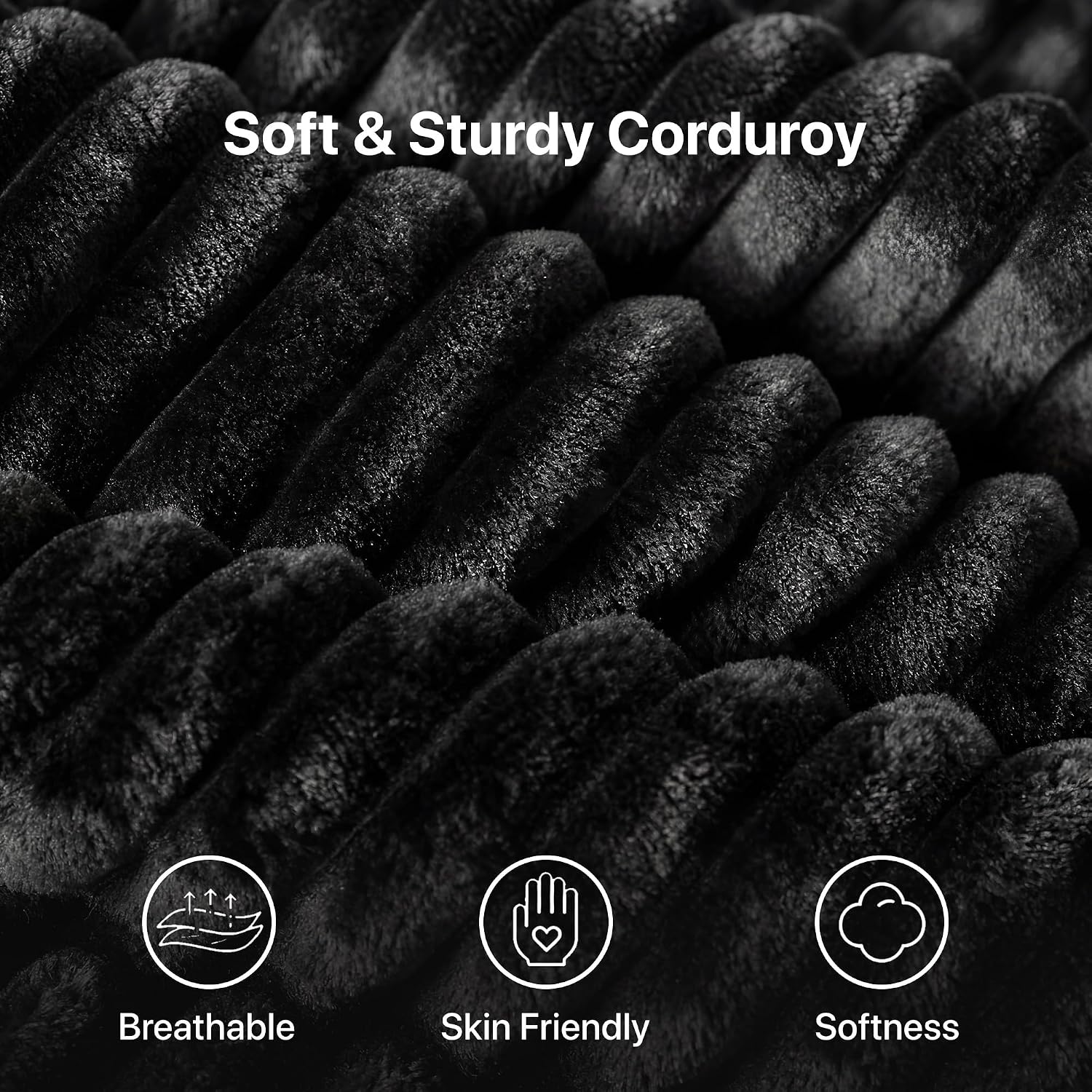 Claiks 94" Couch, L-Shape Corduroy Sectional Sofa, Black | Flexible Module Combination for Living Room, No Assembly, Deep Seat,Stain Resistant Abrasion, Apartment, Includes 1 Ottoman