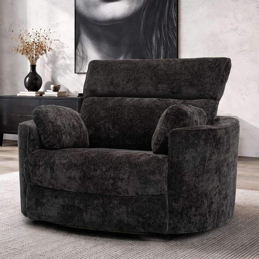 450lbs Oversized Recliner Chair, 52" Extra Wide Electric Recliner for Big and Tall Adults, Chenille Power Recliner with USB & Type-C Ports, Large Sofa Reclinable for Living Room, Black