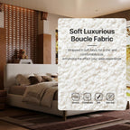 Kenhome Queen Size Boucle Cloud Bed Frame, White Upholstered Platform Bed with Soft Headboard, Solid Wood Legs, No Box Spring Required, Easy Assembly (Beige, Queen (U.S. Standard))