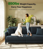 Welzona Couches for Living Room, 83"Teddy Sofa Couch, Sofas for Living Room | Tool-Free Setup Loveseat Sofa, All-Wood Love Seat Couches, 7.5"Spring Seat Cushion, Small Couch Bedroom, 2 Pillows, Blue Grey