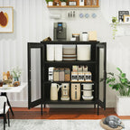 QINPTWUT 40" Industrial Storage Pantry, Kitchen Storage Cabinet with Mesh Door, 2 Adjustable Shelves, Freestanding for Kitchen, Dining Room,Bedroom, Workshop, Office, Garage (Black, 40")